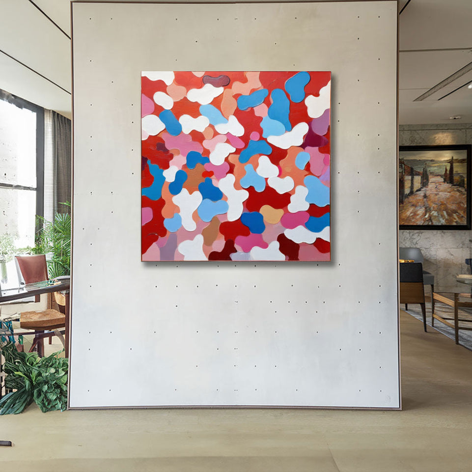 Colorful Abstract Blossoms I Vibrant Floral Canvas Art June Wall Art