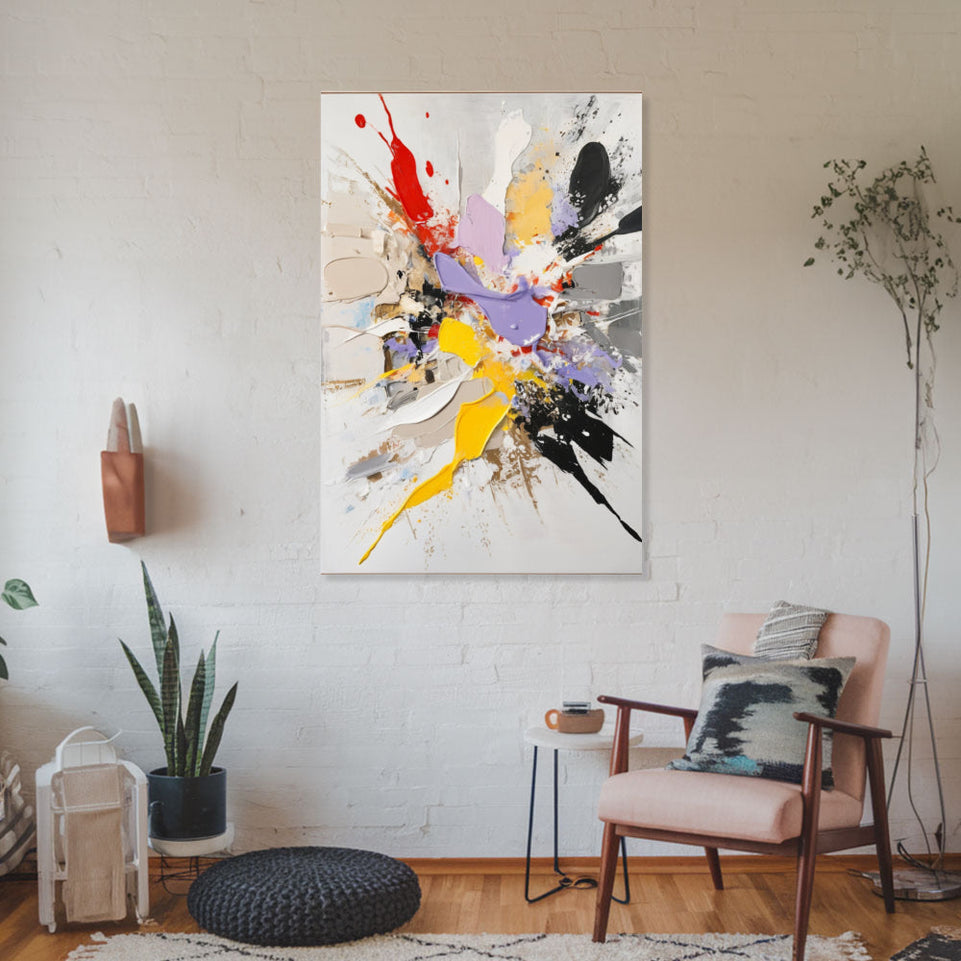 Abstract Expressionist Burst of Colors I Vibrant Modern Art June Wall Art