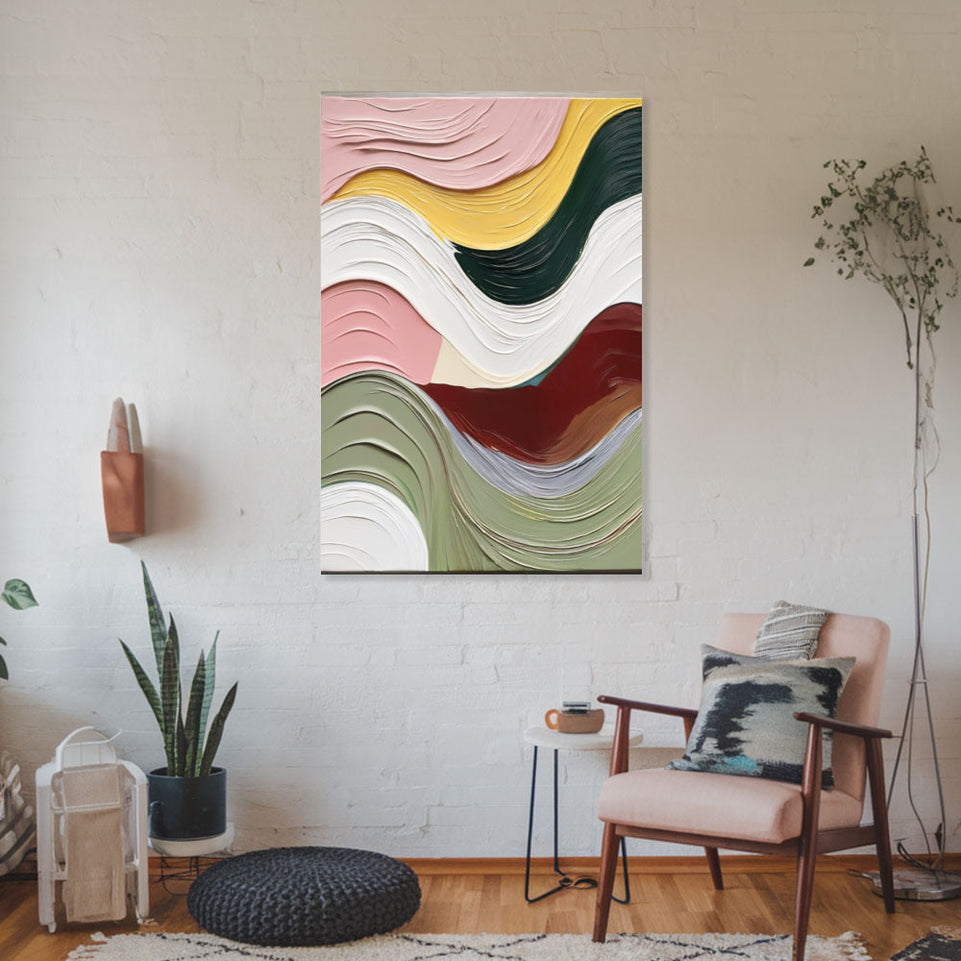Modern Abstract Waves Canvas Art June Wall Art