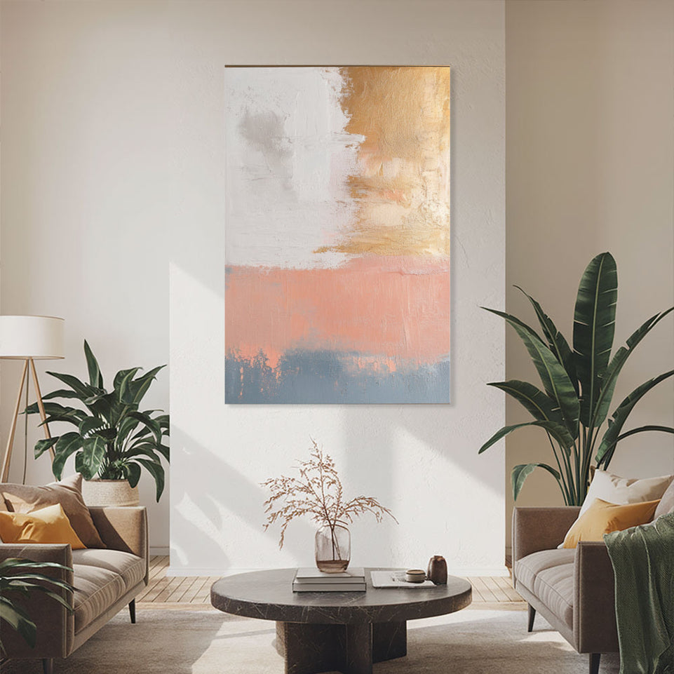 Golden Sunset Abstract Art Canvas Wall Decor June Wall Art