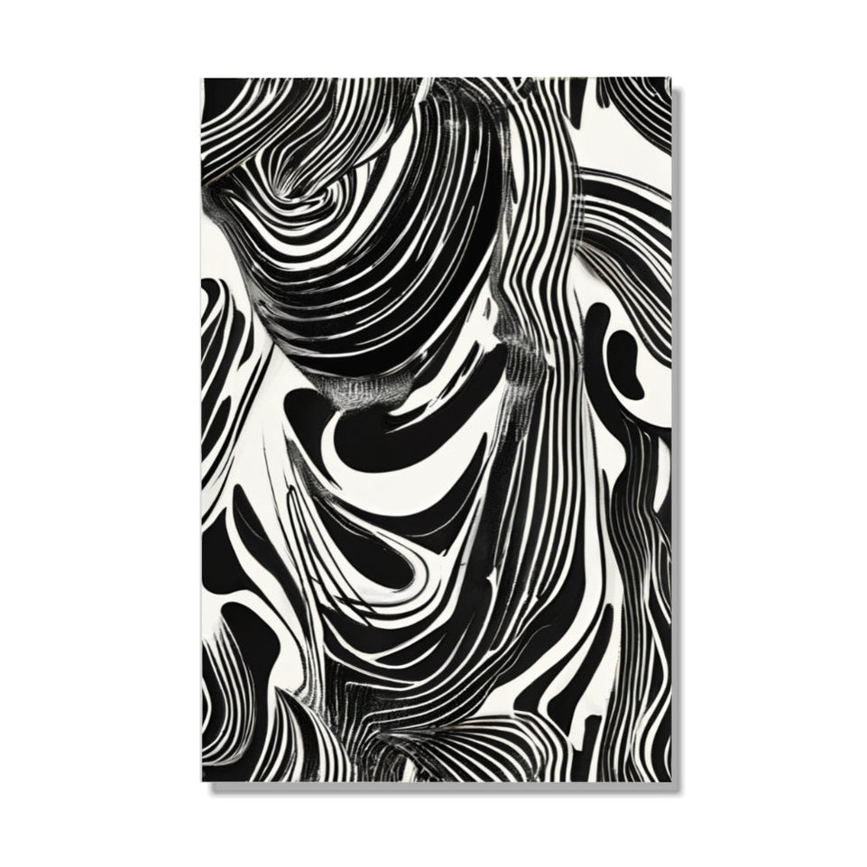 Black and White Abstract Flow Modern Wall Art Canvas June Wall Art