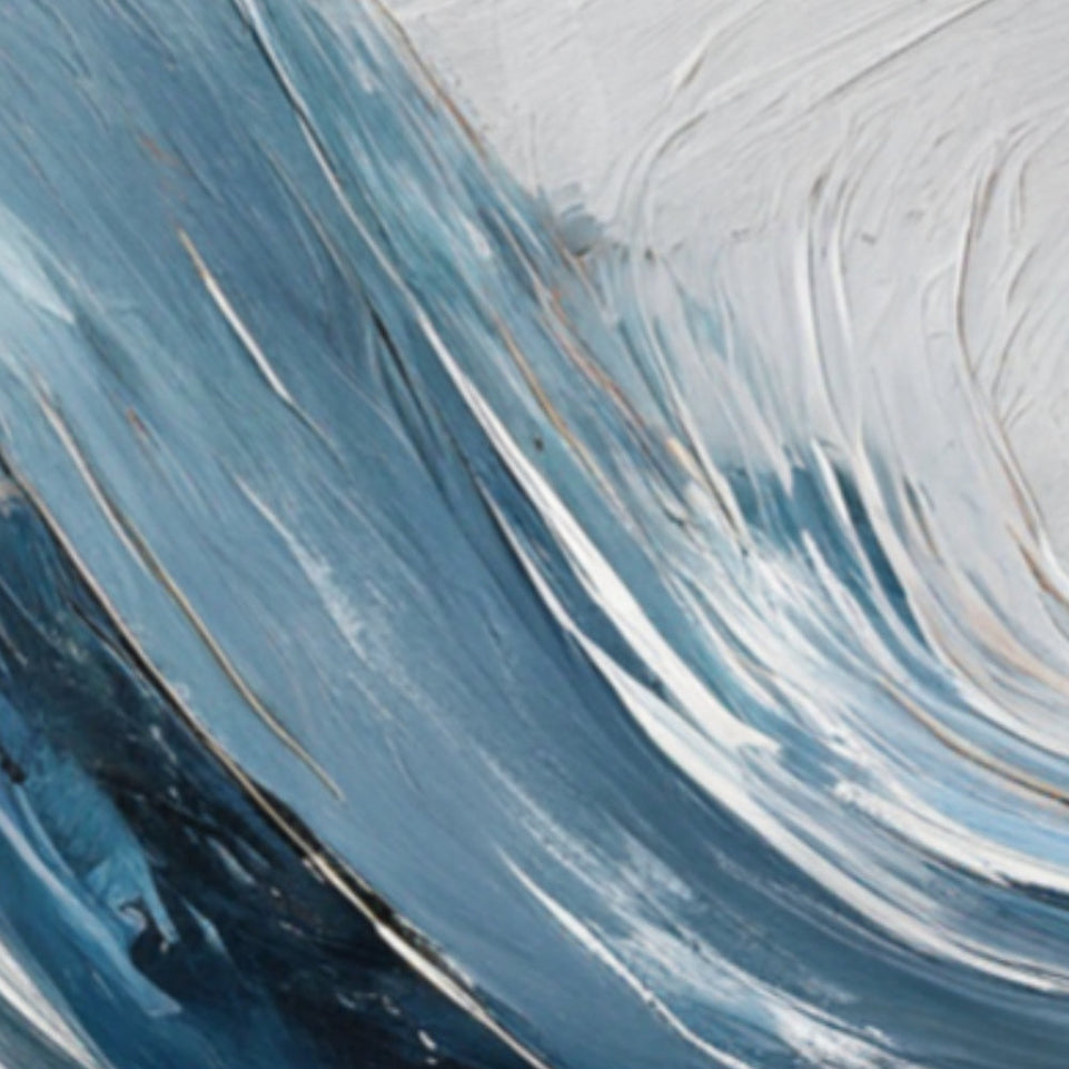 Blue Wave Abstract Art  Hand-Painted Canvas Art  Modern Wall Decor June Wall Art