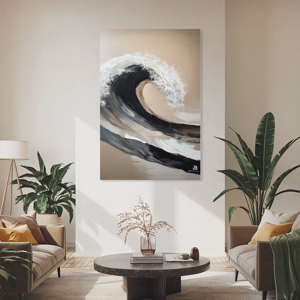 Tidal Wave of Serenity  Hand-Painted Abstract Ocean Art  Modern Coastal Wall Decor June Wall Art