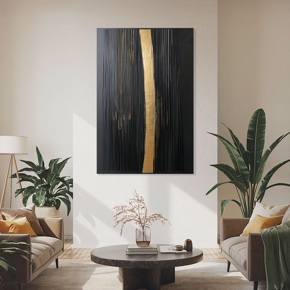 Golden Path Abstract Canvas Art for Home Decor June Wall Art