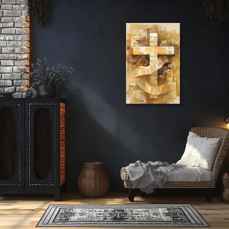 Musical Cross Canvas Print - Inspirational Christian Wall Art for Music Lovers and Faith-Based Home Decor June Wall Art