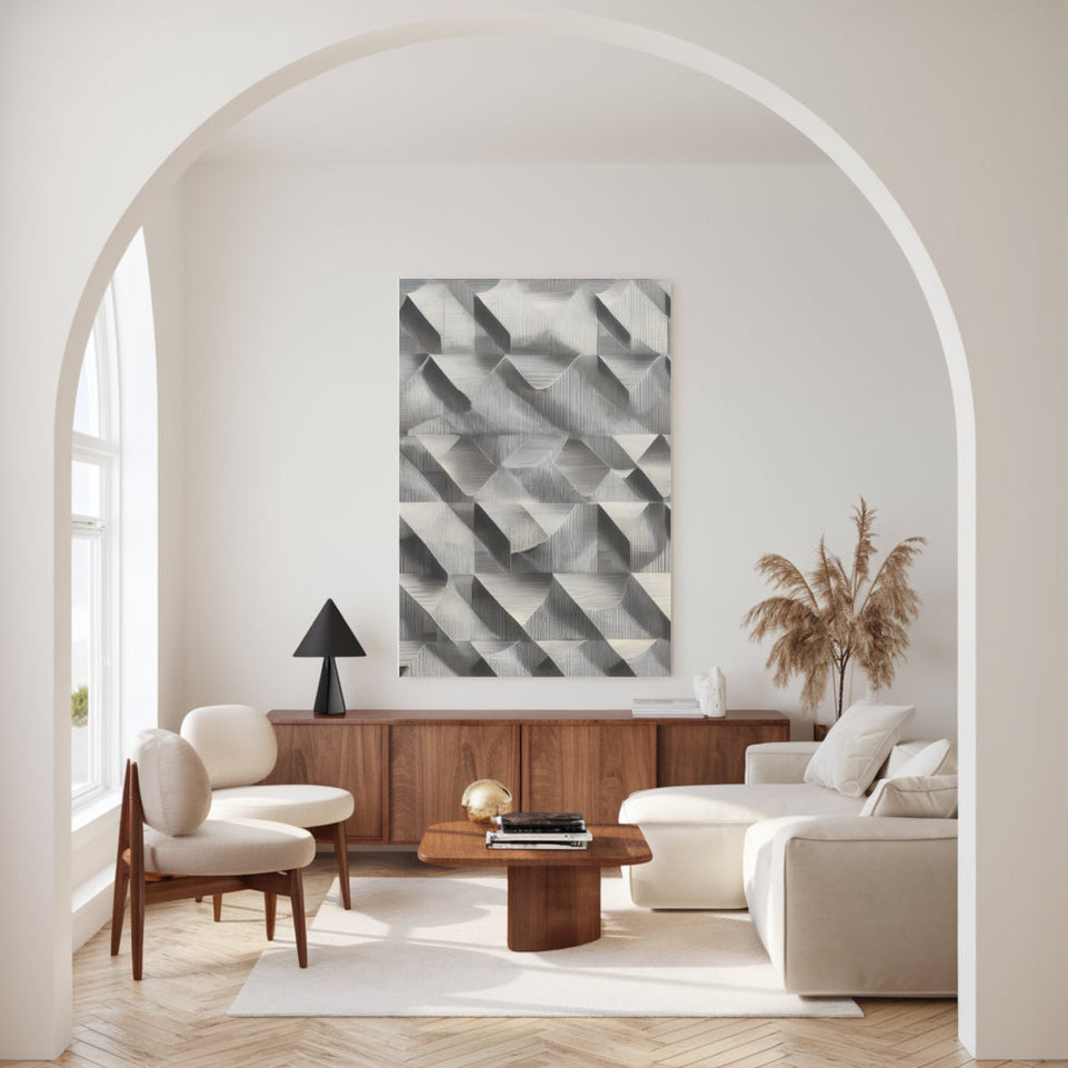 Silver Geometric Abstract Art   Metal Wall Decor June Wall Art