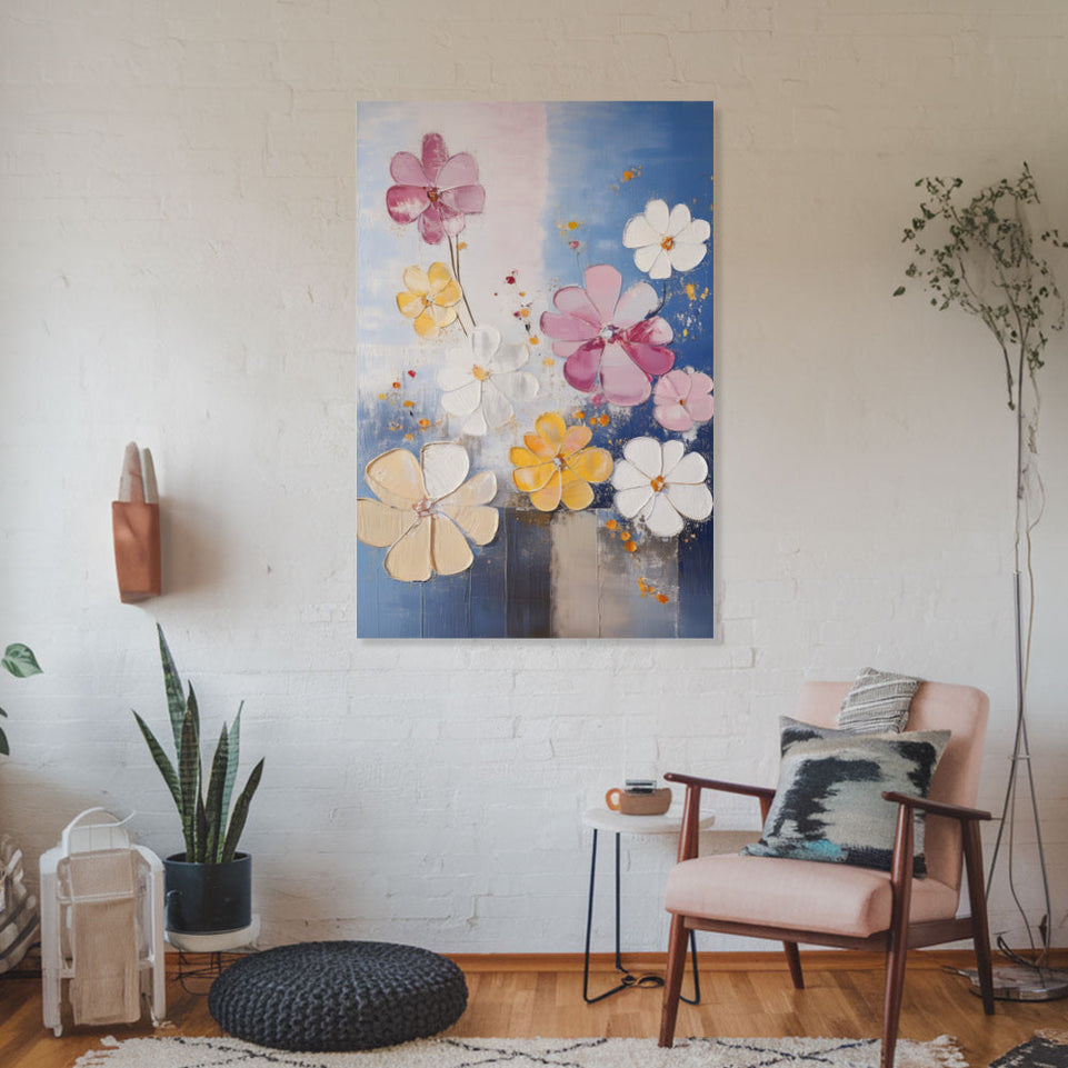 Spring Blossoms Hand-Painted Canvas Art Modern Abstract Wall Decor June Wall Art