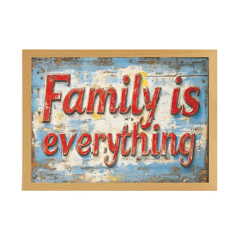 Family Is Everything Light Up Painting – Rustic Framed Wall Art for Home Decor June Wall Art
