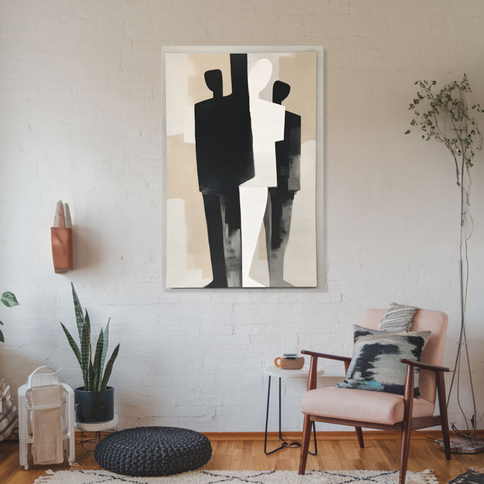 Silhouettes in Harmony  Modern Abstract Art for Home Decor June Wall Art