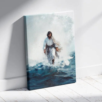 Jesus Walking on Sea Canvas Print - Inspirational Christian Wall Art for Faith-Based Home Decor June Wall Art
