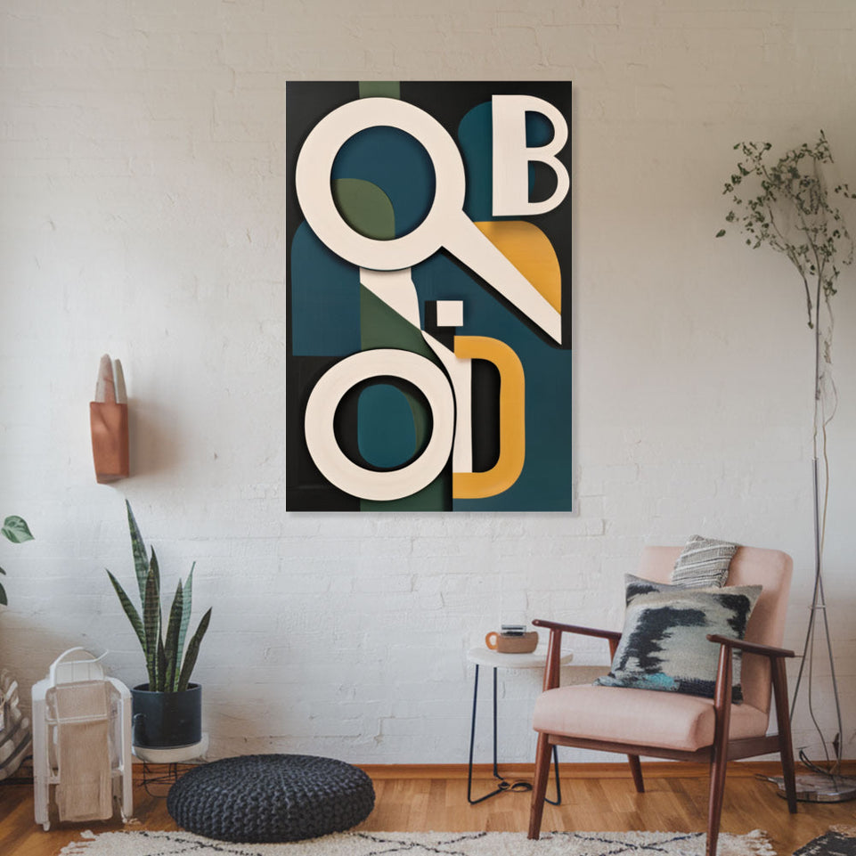 Midnight Symphony in Geometric Harmony  Modern Abstract Art for Home Decor June Wall Art
