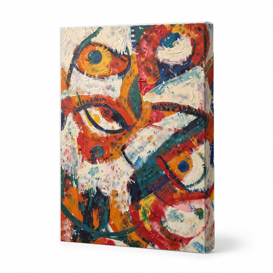 Vibrant Abstract Faces Canvas Art Print Art Wall Art Wooden Frame for Living Room Bedroom Office Decor Modern Abstract Home Decor Framed Canvas Painting Ready to Hang Artwork Living Room Bedroom Office Wall Decor Gallery Quality Contemporary Interior