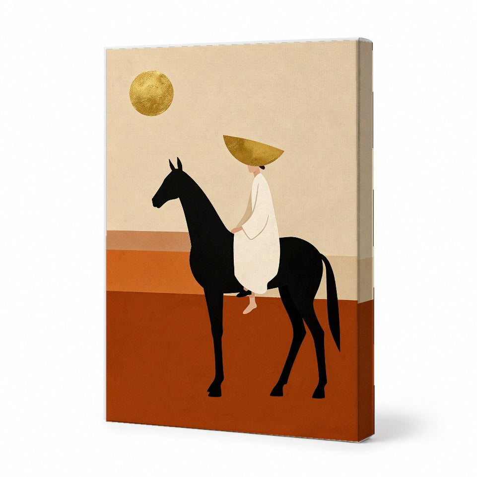Elegant Rider on Horse Canvas Art Print Art Wall Art Wooden Frame for Stylish Living Room and Bedroom, Unique Modern Abstract Artwork to Enhance Your Home Decor and Create a Beautiful Wall Aesthetic Modern Abstract Home Decor Framed Canvas Painting