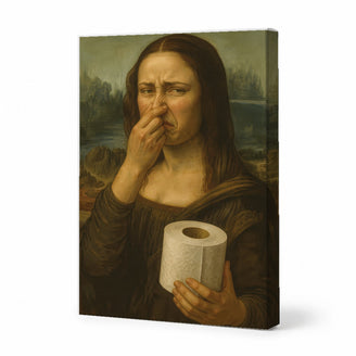 Mona Lisa Woman Holding Toilet Paper in Nature Canvas Art Print Art Wall Art Wooden Frame Modern Abstract Home Decor for Living Room Bedroom Office Spaces Framed Canvas Painting Ready to Hang Artwork Living Room Bedroom Office Wall Decor