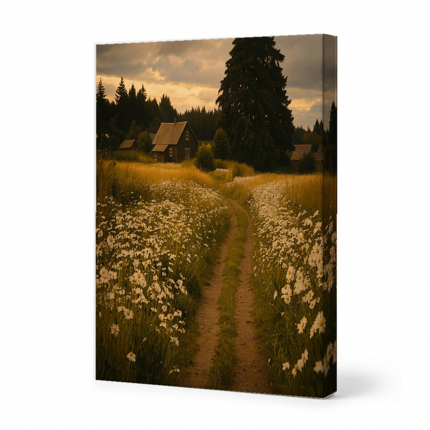 Charming Rustic Landscape Canvas Art Print Art Wall Art Wooden Frame for Cozy Home Decor or Farmhouse Aesthetic Modern Abstract Home Decor Framed Canvas Painting Ready to Hang Artwork Living Room Bedroom Office Wall Decor Premium Poster Print for Home
