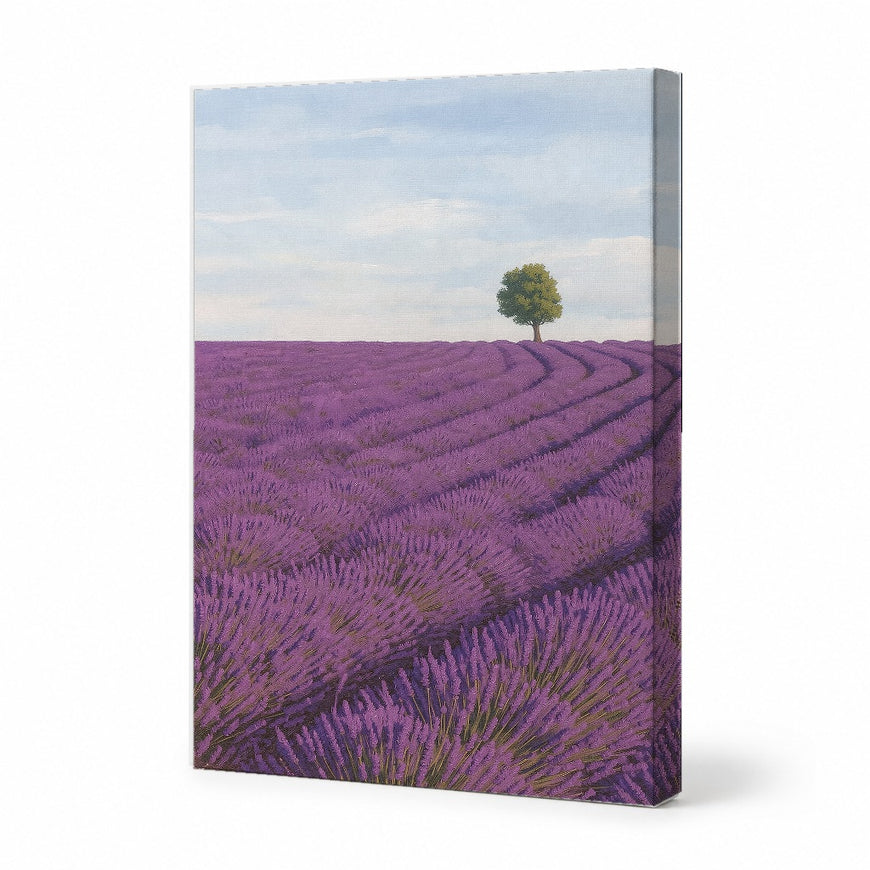 Lavender Fields with Tree Canvas Art Print Art Wall Art Wooden Frame Vibrant Purple Serenity for Home Living Room Decor Modern Abstract Home Decor Framed Canvas Painting Ready to Hang Artwork Living Room Bedroom Office Wall Decor