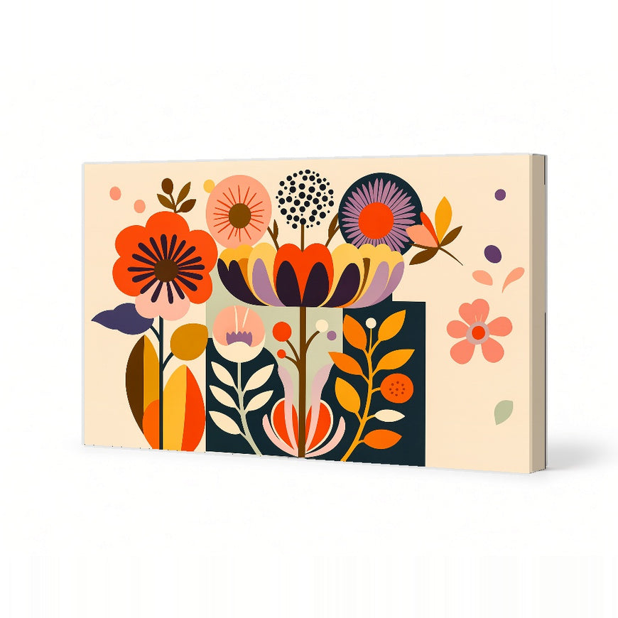 Vibrant Floral Delight Canvas Art Print Art Wall Art Wooden Frame - Perfect for Living Room, Bedroom, or Office Decor with Colorful Blooms and Modern Abstract Design Modern Abstract Home Decor Framed Canvas Painting Ready to Hang Artwork