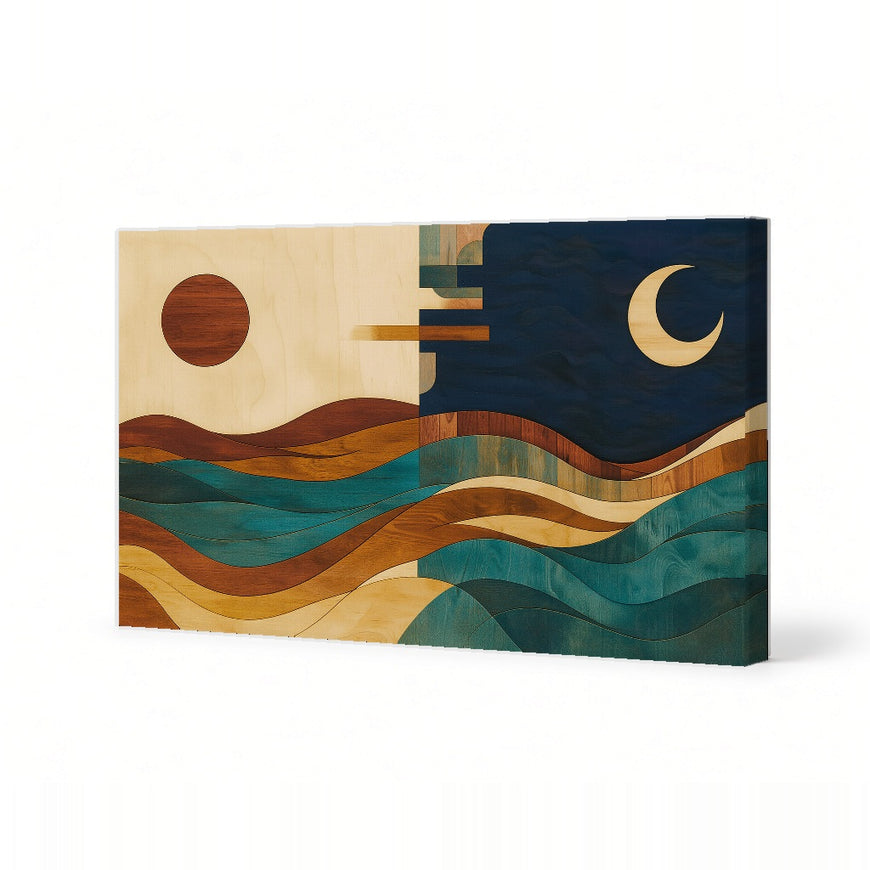 Abstract Sunset and Moon Canvas Art Print Art Wall Art Wooden Frame for Modern Decor in Living Room and Bedroom Modern Abstract Home Decor Framed Canvas Painting Ready to Hang Artwork Living Room Bedroom Office Wall Decor Premium Poster Print for Home