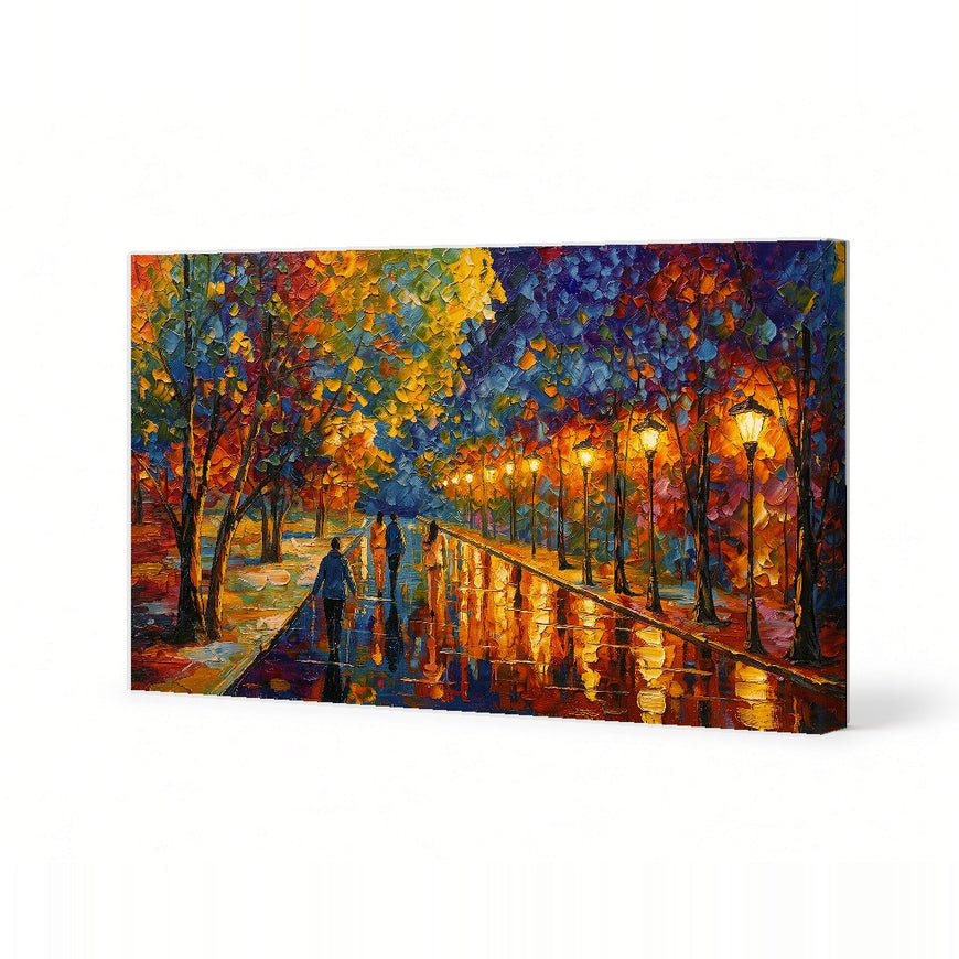 Autumn Evening Stroll Canvas Art Print Art Wall Art Wooden Frame, Vibrant Colors, Impressionist Style, Perfect for Living Room or Bedroom Decor Modern Abstract Home Decor Framed Canvas Painting Ready to Hang Artwork Living Room Bedroom Office Wall Decor