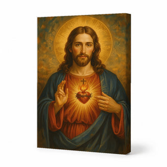 Sacred Heart of Jesus Canvas Art Print Art Wall Art Wooden Frame for Religious Home Decor, Spiritual Spaces, and Inspirational Gifts Modern Abstract Home Decor Framed Canvas Painting Ready to Hang Artwork Living Room Bedroom Office Wall Decor