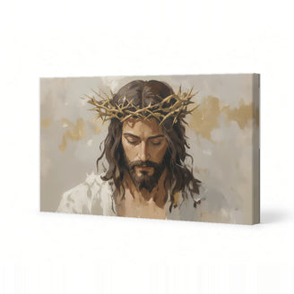 Emotional Jesus Crowned Canvas Art Print Art Wall Art Wooden Frame for Religious Home Decor Living Room Spiritual Reflection Modern Abstract Home Decor Framed Canvas Painting Ready to Hang Artwork Living Room Bedroom Office Wall Decor