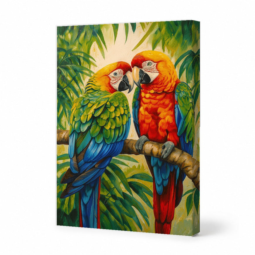 Colorful Macaw Parrots Canvas Art Print Art Wall Art Wooden Frame for Vibrant Home Decor and Tropical Vibes Modern Abstract Home Decor Framed Canvas Painting Ready to Hang Artwork Living Room Bedroom Office Wall Decor Gallery Quality Contemporary Interior