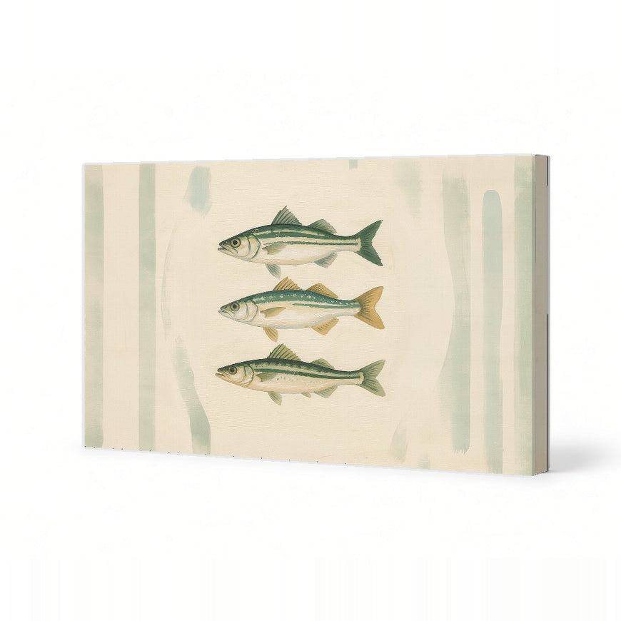 Elegant Sea Life Canvas Art Print Art Wall Art Wooden Frame with Striped Background for Kitchen Dining or Nautical Decor Modern Abstract Home Decor Framed Canvas Painting Ready to Hang Artwork Living Room Bedroom Office Wall Decor