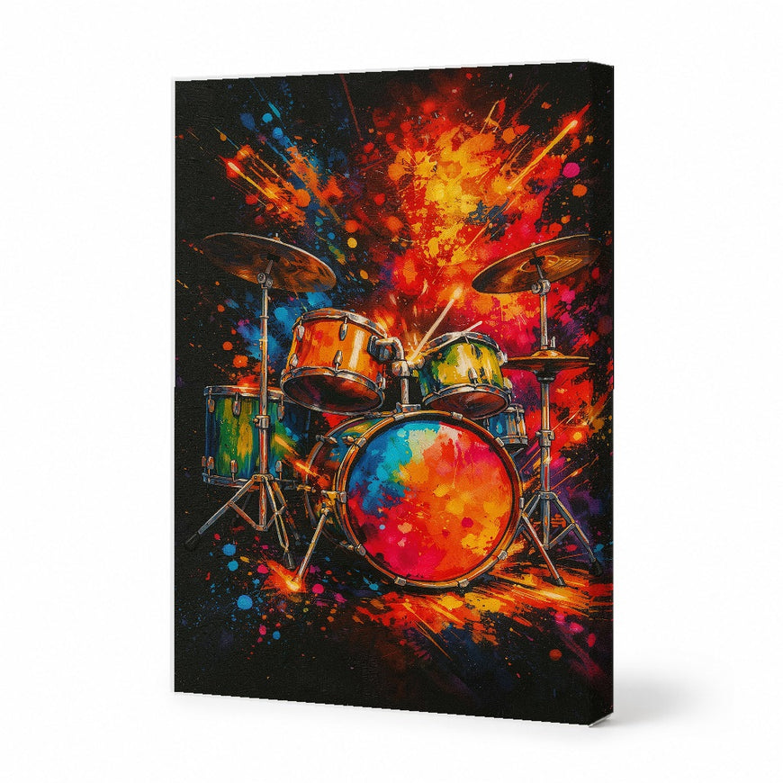 Vibrant Drums Explosion Canvas Art Print Art Wall Art Wooden Frame for Music Lovers and Home Decor Modern Abstract Home Decor Framed Canvas Painting Ready to Hang Artwork Living Room Bedroom Office Wall Decor Gallery Quality Contemporary Interior
