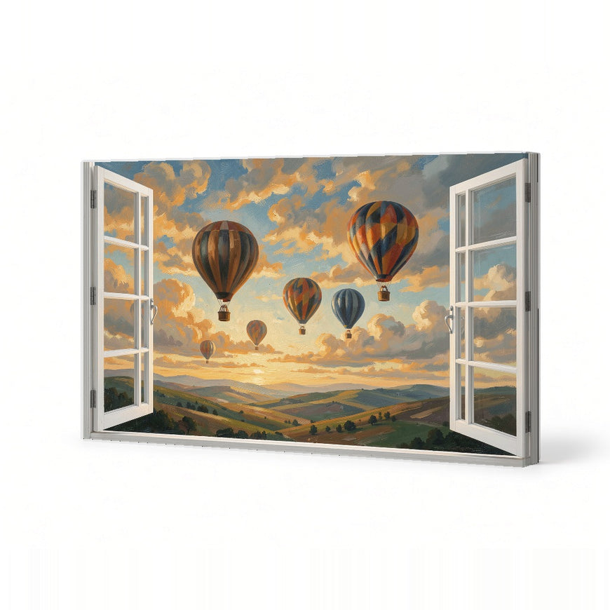 Colorful Hot Air Balloons Canvas Art Print Art Wall Art Wooden Frame for Living Room, Bedroom, and Office Décor - Scenic Sky View Modern Abstract Home Decor Framed Canvas Painting Ready to Hang Artwork Living Room Bedroom Office Wall Decor