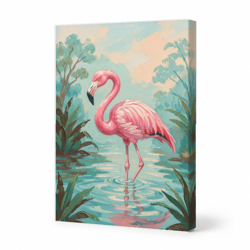 Serene Pink Flamingo Canvas Art Print Art Wall Art Wooden Frame for Tropical Home Decor, Vibrant Nature Scene for Living Room, Bedroom, or Office Modern Abstract Home Decor Framed Canvas Painting Ready to Hang Artwork Living Room Bedroom Office Wall Decor