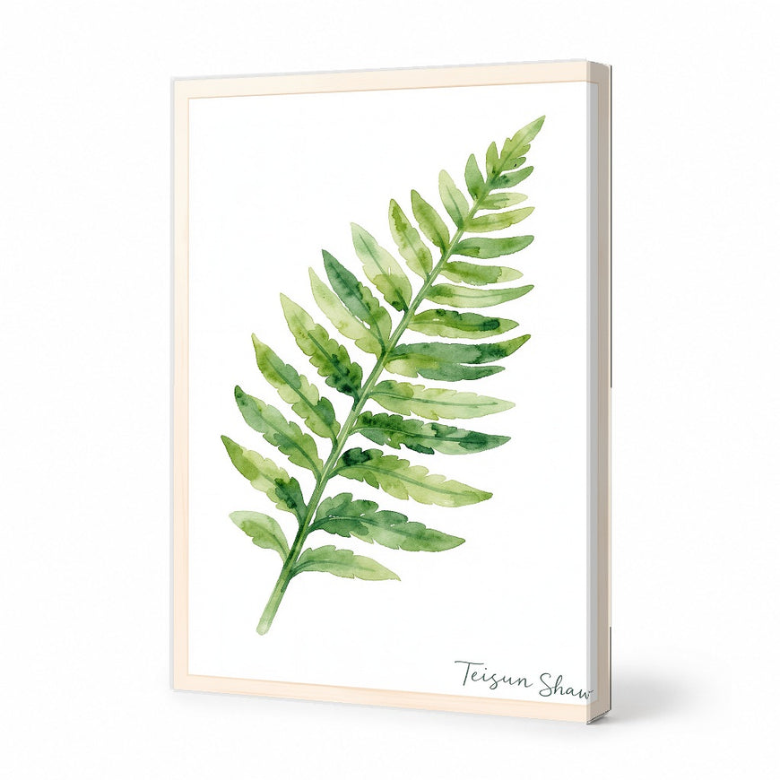 Green Fern Watercolor Canvas Art Print Art Wall Art Wooden Frame Botanical Decor for Living Room Bedroom Office Nature Inspired Artwork Modern Abstract Home Decor Framed Canvas Painting Ready to Hang Artwork Living Room Bedroom Office Wall Decor