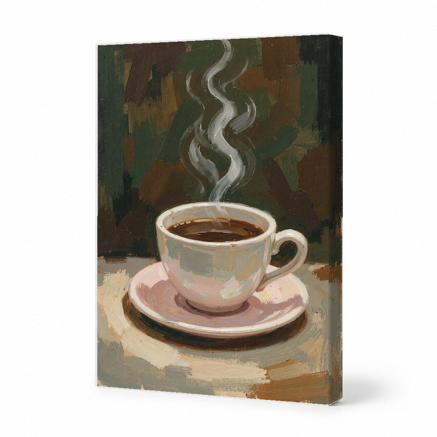 Coffee Cup Still Life Canvas Art Print Art Wall Art Wooden Frame for Kitchen Dining Room Decor, Cozy Vibe, Rustic Style, Warm Tones, Perfect Coffee Lover Gift Modern Abstract Home Decor Framed Canvas Painting Ready to Hang Artwork