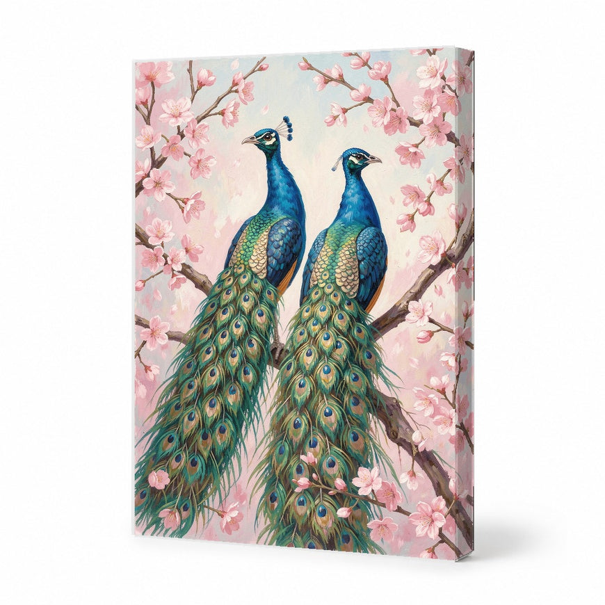 Peacock Elegance Canvas Art Print Art Wall Art Wooden Frame for Living Room, Bedroom, and Office Decor with Floral Accents Modern Abstract Home Decor Framed Canvas Painting Ready to Hang Artwork Living Room Bedroom Office Wall Decor
