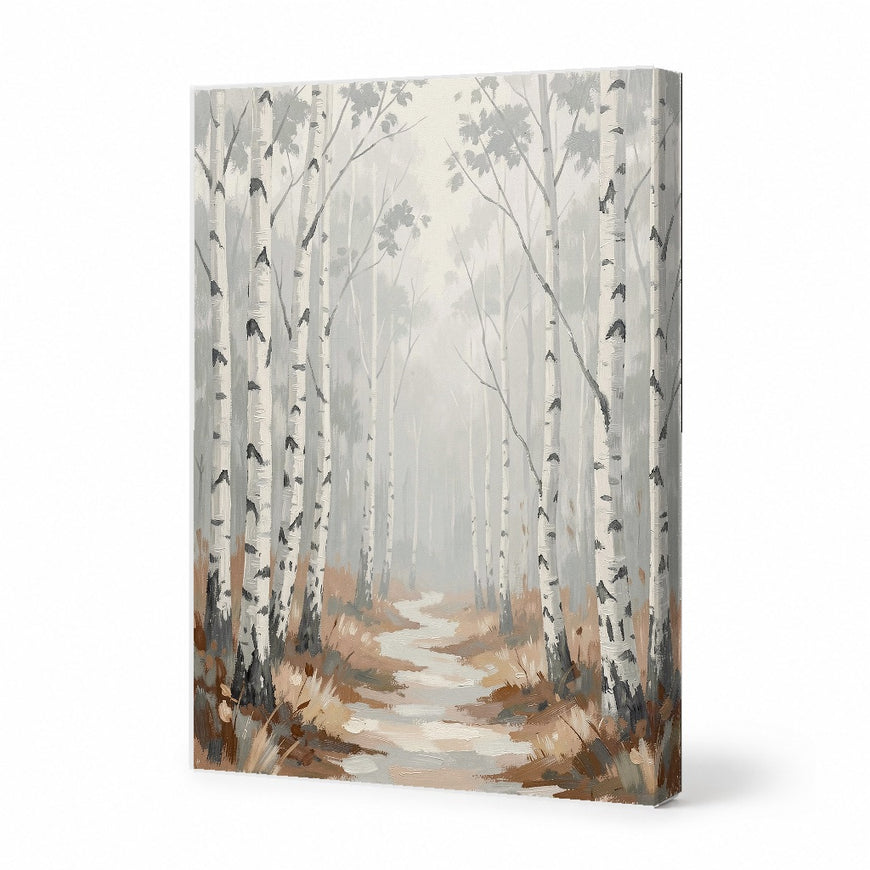 Serene Birch Forest Canvas Art Print Art Wall Art Wooden Frame, Tranquil Nature Landscape for Living Room, Bedroom, or Office Decor Modern Abstract Home Decor Framed Canvas Painting Ready to Hang Artwork Living Room Bedroom Office Wall Decor