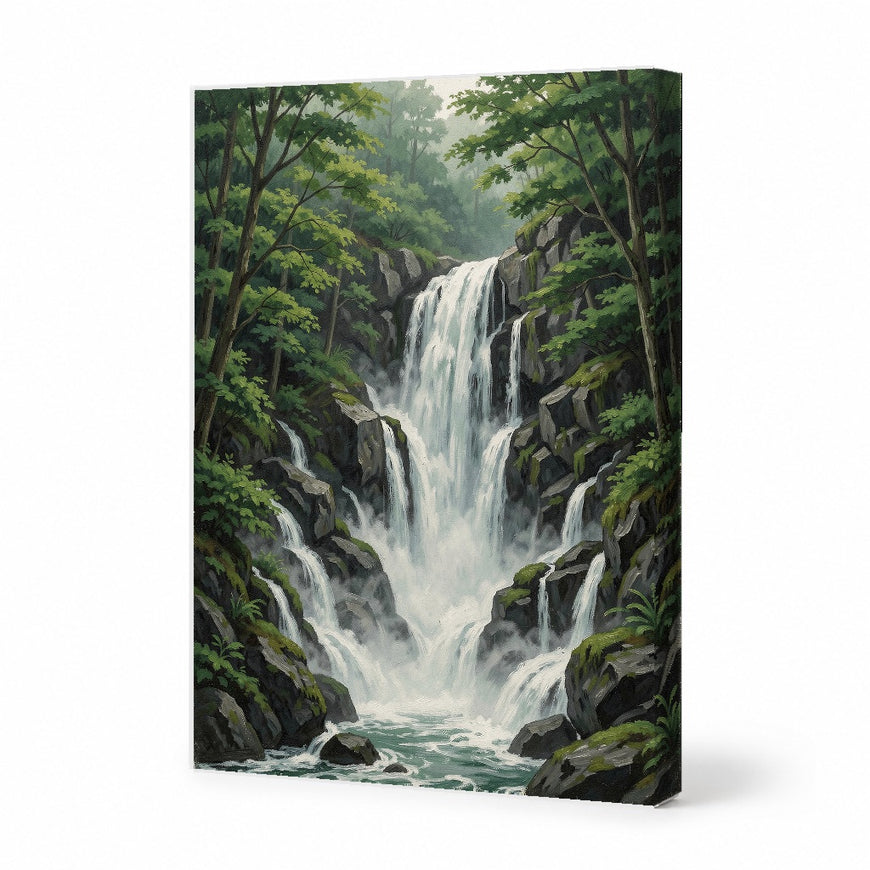 Majestic Waterfall Canvas Art Print Art Wall Art Wooden Frame for Nature Lovers, Home Decor, Living Room, and Office Modern Abstract Home Decor Framed Canvas Painting Ready to Hang Artwork Living Room Bedroom Office Wall Decor