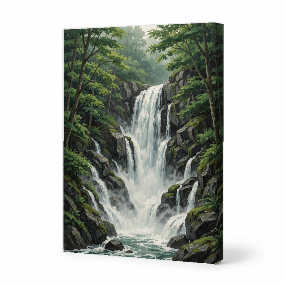 Majestic Waterfall Canvas Art Print Art Wall Art Wooden Frame for Nature Lovers, Home Decor, Living Room, and Office Modern Abstract Home Decor Framed Canvas Painting Ready to Hang Artwork Living Room Bedroom Office Wall Decor