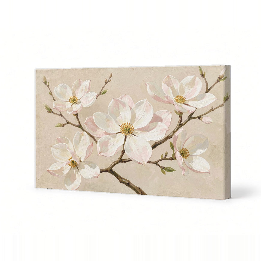 Delicate Magnolia Blossoms Canvas Art Print Art Wall Art Wooden Frame for Elegant Home Decor, Living Room, Bedroom, and Office Aesthetic Modern Abstract Home Decor Framed Canvas Painting Ready to Hang Artwork Living Room Bedroom Office Wall Decor