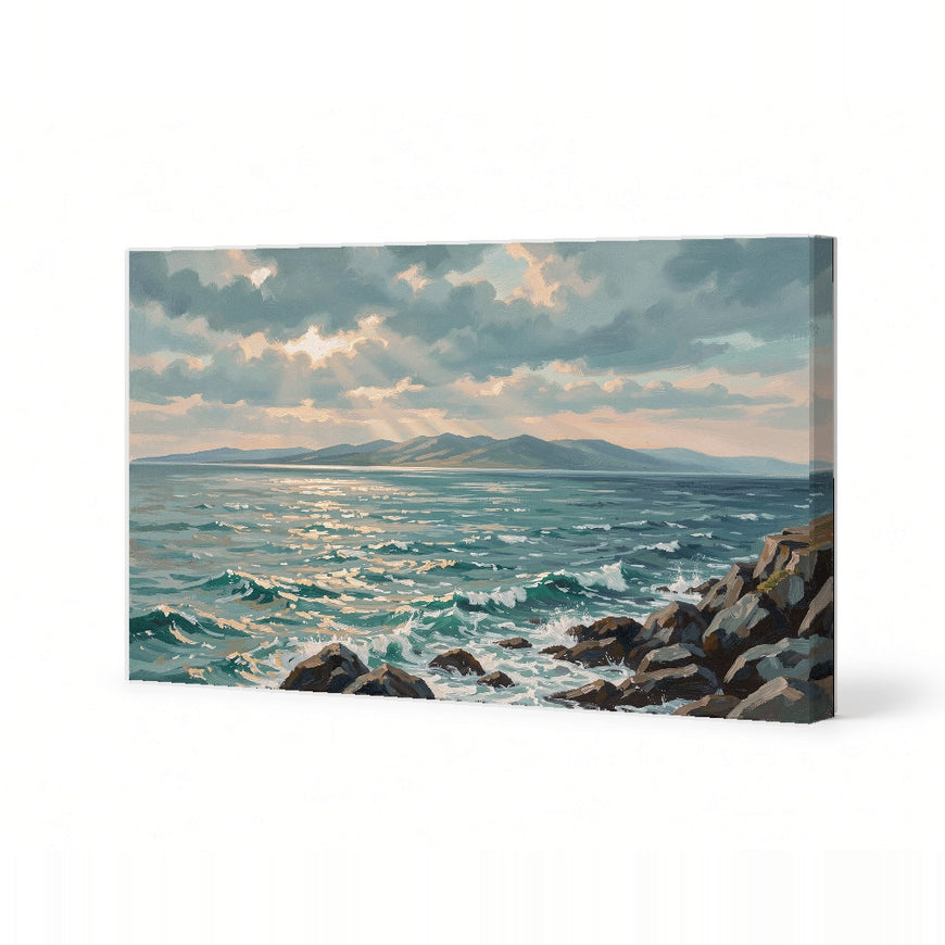 Serene Coastal Landscape Canvas Art Print Art Wall Art Wooden Frame for Living Room and Office Decor Modern Abstract Home Decor Framed Canvas Painting Ready to Hang Artwork Living Room Bedroom Office Wall Decor Gallery Quality Contemporary Interior