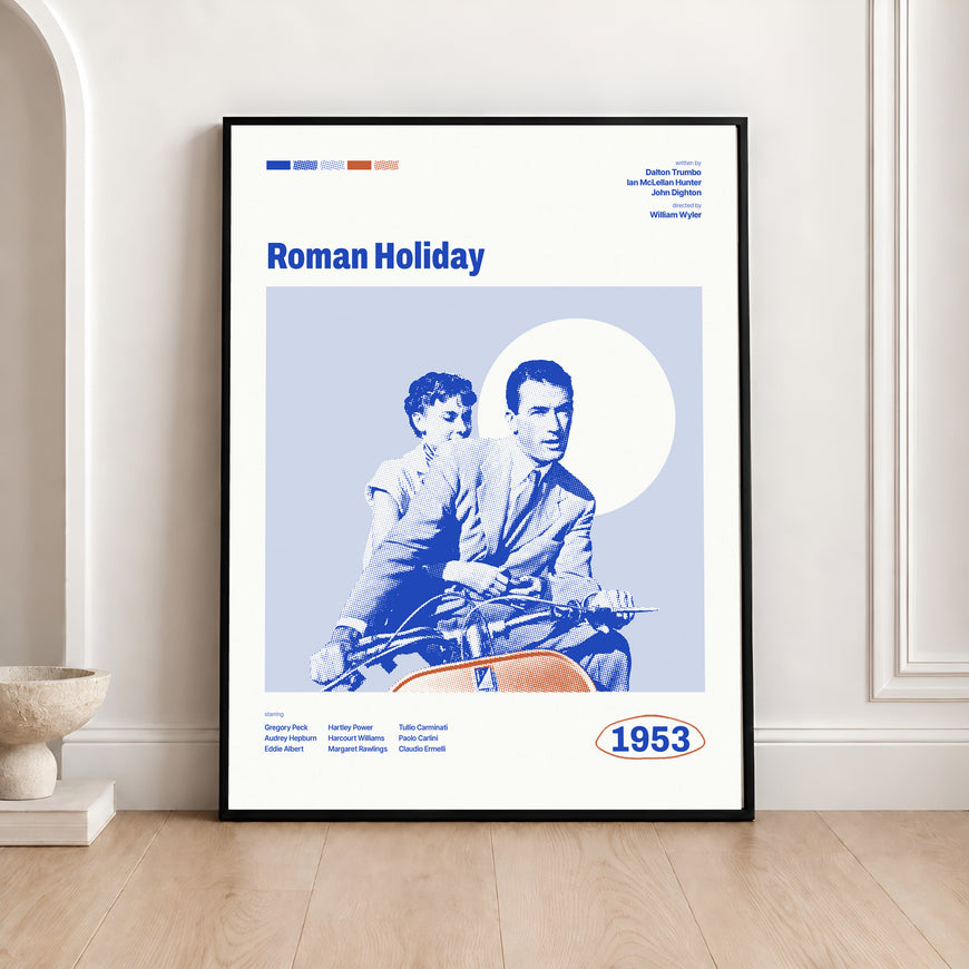 Roman Holiday Movie Poster Canvas Print, Minimalist Classic Film Art, 1953 Movie Wall Art, Canvas Poster Gift for Movie Lovers, Home Decor