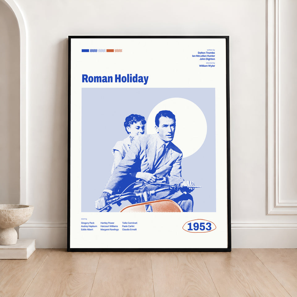 Roman Holiday Movie Poster Canvas Print, Minimalist Classic Film Art, 1953 Movie Wall Art, Canvas Poster Gift for Movie Lovers, Home Decor