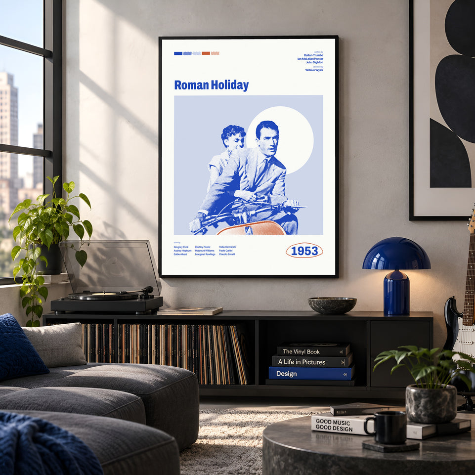 Roman Holiday Movie Poster Canvas Print, Minimalist Classic Film Art, 1953 Movie Wall Art, Canvas Poster Gift for Movie Lovers, Home Decor