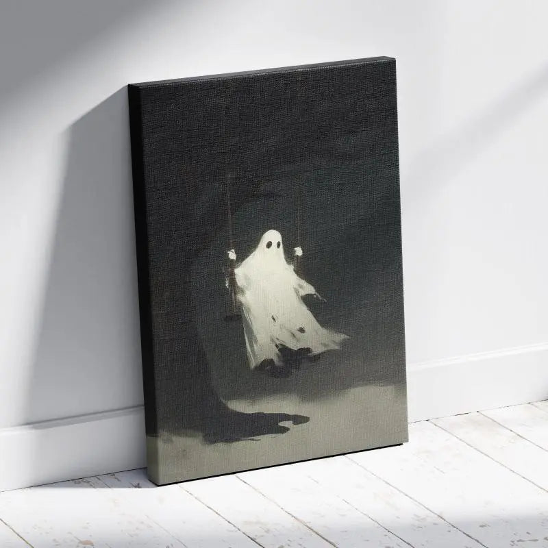 Ghostly Swing Canvas Print - Minimalist Halloween Wall Art for Spooky Home Decor June Wall Art