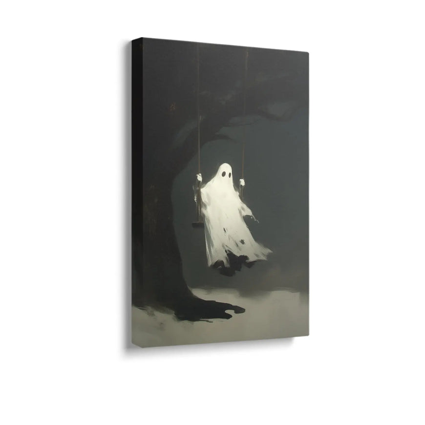 Ghostly Swing Canvas Print - Minimalist Halloween Wall Art for Spooky Home Decor June Wall Art
